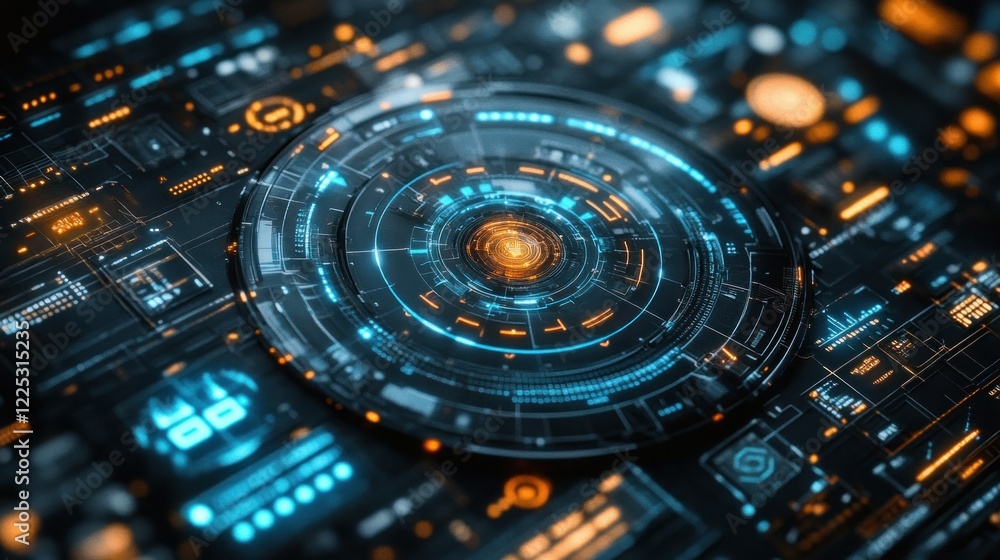 Poster futuristic tech interface: digital hud design