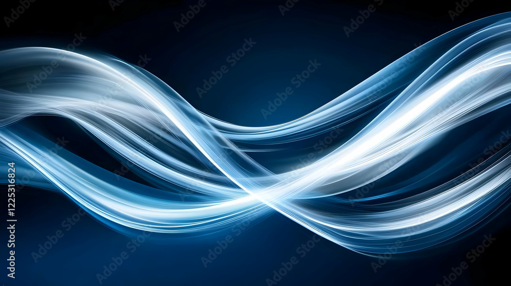 Poster dynamic blue light waves create a mesmerizing flowing pattern for various design applications.