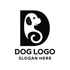 Obraz premium Creative Black and White Dog Logo with Simple and Elegant Design