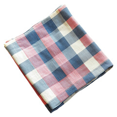 Folded kitchen towel with check pattern on white or transparent background