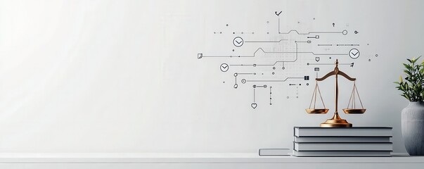 Minimalistic art ai ethics governance on a white canvas