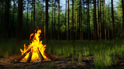 Forest Campfire 3D Illustration