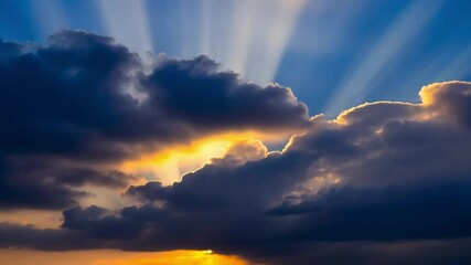 High-speed Golden hues of sunset being swallowed by incoming dark storm clouds, creating a stark color contrast, Transition from warm tones to ominous grayscale