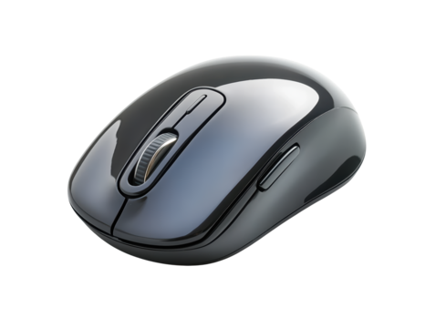 Sleek black computer mouse on a dark background, precision control for seamless navigation and enhanced productivity