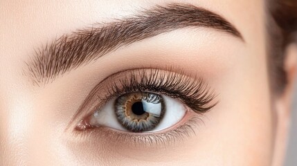 Captivating Female Gaze   Closeup Beauty Portrait of Woman s Intense Eyes and Eyelashes