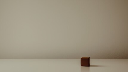 Minimalist Brown Box on Beige Background