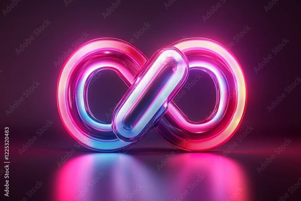 Poster A minimalist depiction of a chain link, with bold, simple shapes and a glowing connection point to represent strong associations