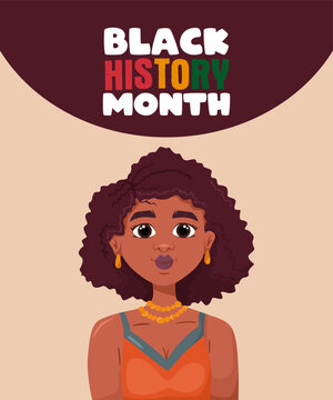 Black history month banner with african american woman. Vector graphic design illustration for banner, card and poster. Freedom concept