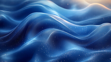 Obraz premium Blue abstract waves, glowing particles, digital background, website design
