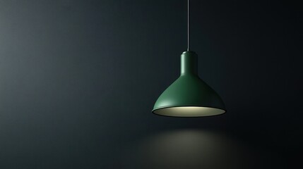 Dark Green Pendant Lamp Illuminating a Dark Room