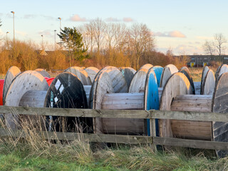 Rolls of high speed internet fiber optic cable
