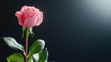 Fototapeta premium stunning single pink rose on dark background, symbolizing beauty and elegance