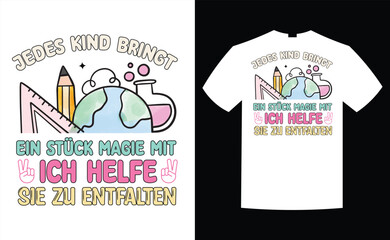 Jedes Kind Bright German Word Kindergarten T Shirt, Back To School T-Shirt Design Vector Graphic, Vintage Back To School T-Shirt Design, Typography, Back To School Kids Boys