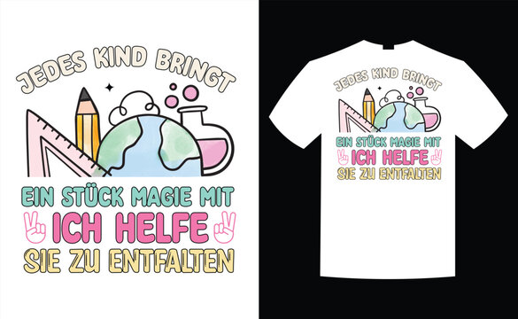 Jedes Kind Bright German Word Kindergarten T Shirt, Back To School T-Shirt Design Vector Graphic, Vintage Back To School T-Shirt Design, Typography, Back To School Kids Boys