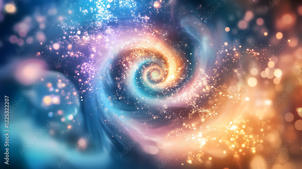 Poster swirling colors and lights create a mesmerizing psychedelic pattern in dreamlike hues. generative ai