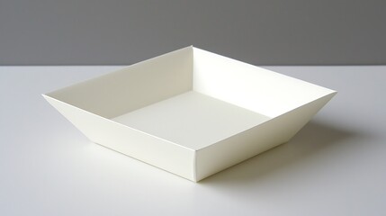 Empty White Cardboard Tray on White Surface