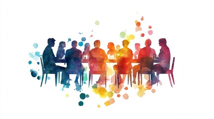 Office meeting watercolor art