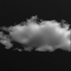 Vector realistic cloud, smoke or fog on isolated transparent background. Cloud png. Smoke png