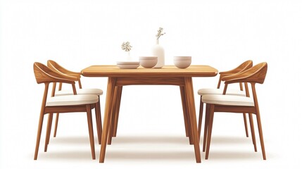 Elegant Wooden Furniture in Stylish Minimal Dining Room Interior Design