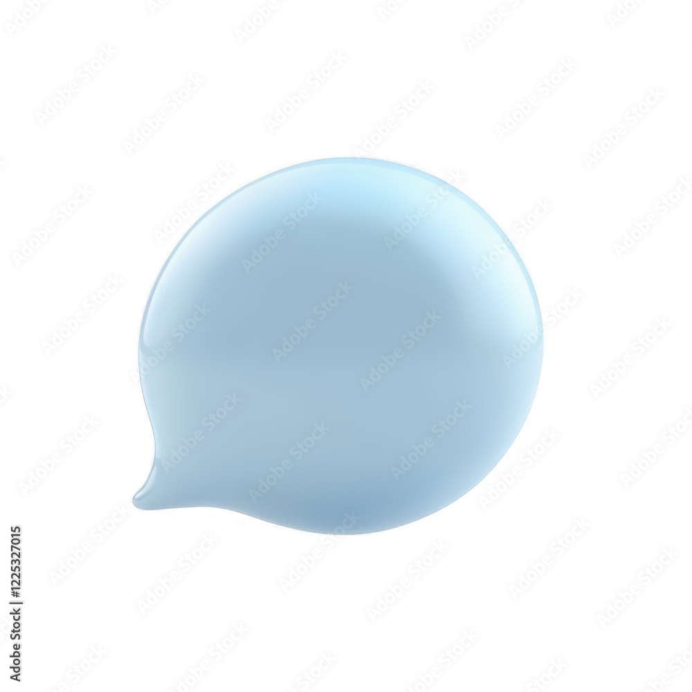Poster 3d icon light blue glossy speech bubble floating on a transparent background, representing communica