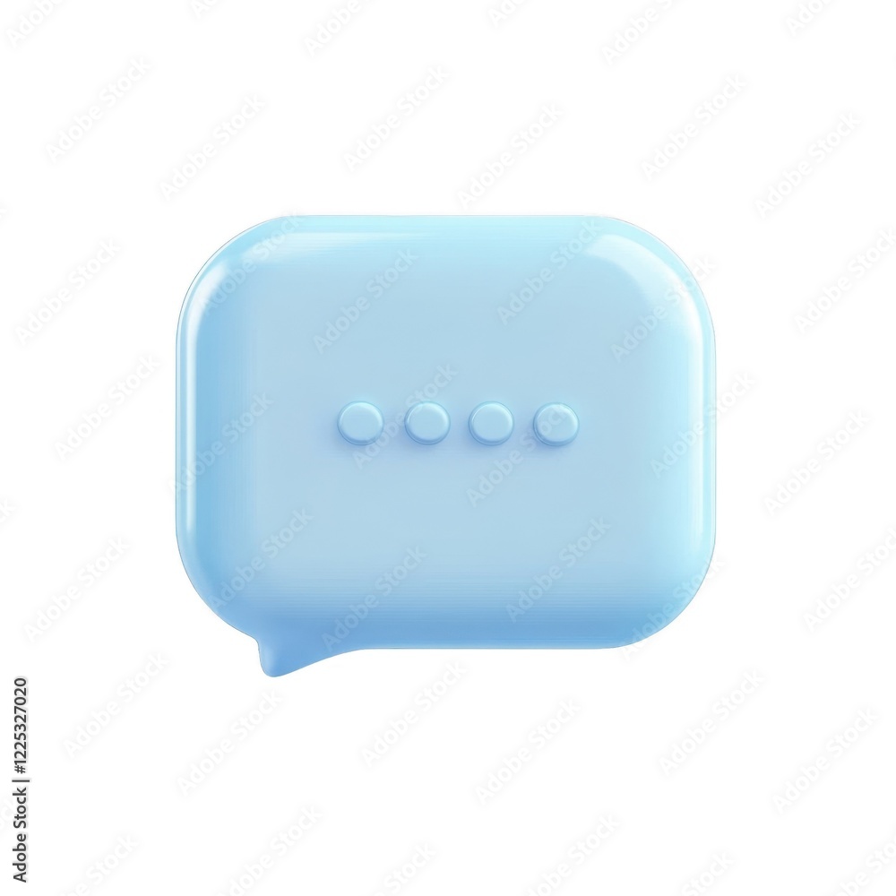 Poster 3d icon light blue glossy speech bubble floating on a transparent background, representing communica