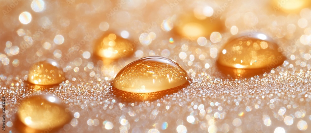 Poster golden droplets on shimmering surface creating a luxurious and elegant abstract background