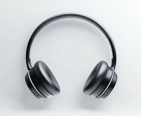 A sleek pair of black headphones resting against a light background, emphasizing modern design and...