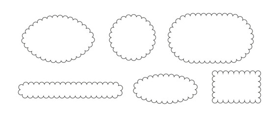 Scallop Frame Collection isolated. Decorative Lace Borders and Shapes PNG