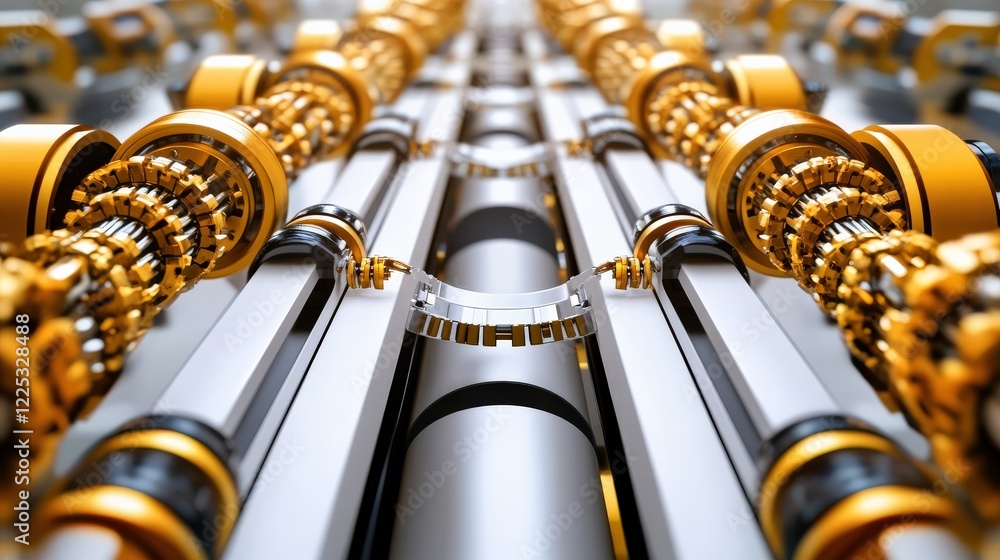 Poster close-up view of intricate mechanical gears and pipes showcasing advanced engineering design
