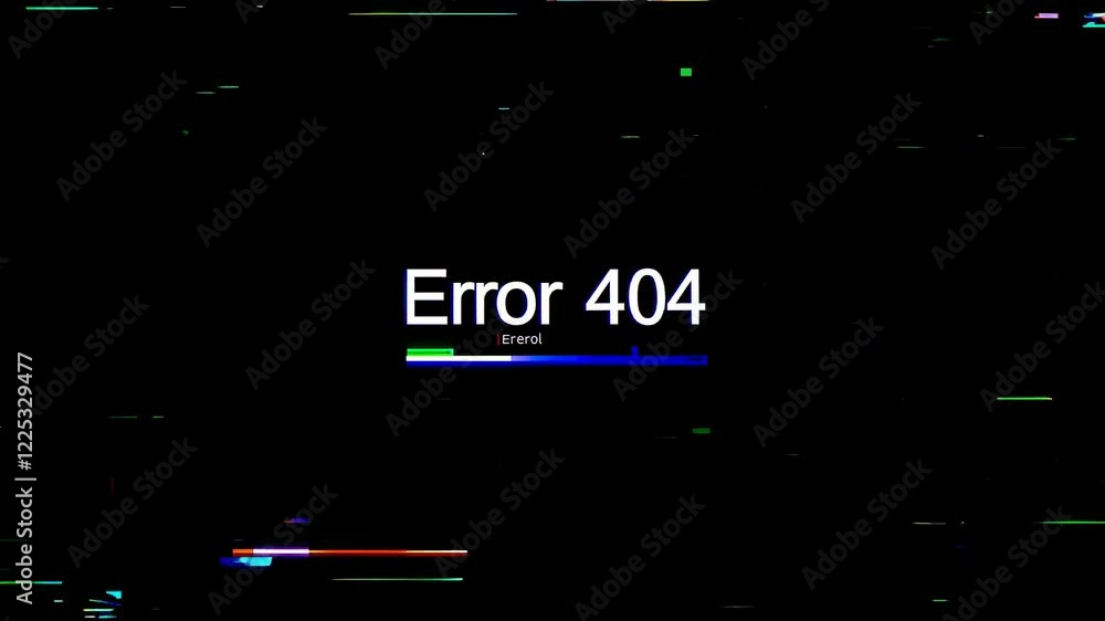 Poster digital distortion display showing error 404 message in bright colors