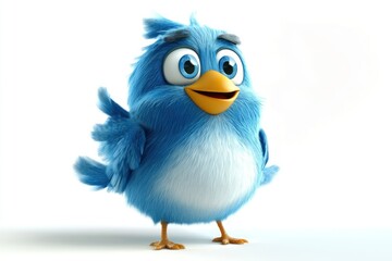 Playful Blue Cartoon Bird Character
