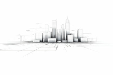 3D Wireframe Cityscape Illustration