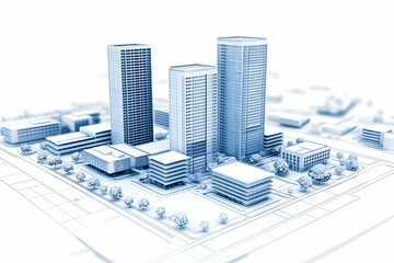 3D Architectural Model Cityscape Illustration