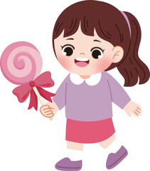 Fototapeta premium cute kid holding lollipop