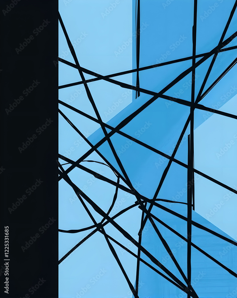 Poster abstract blue background with some lines in it and some reflections on it