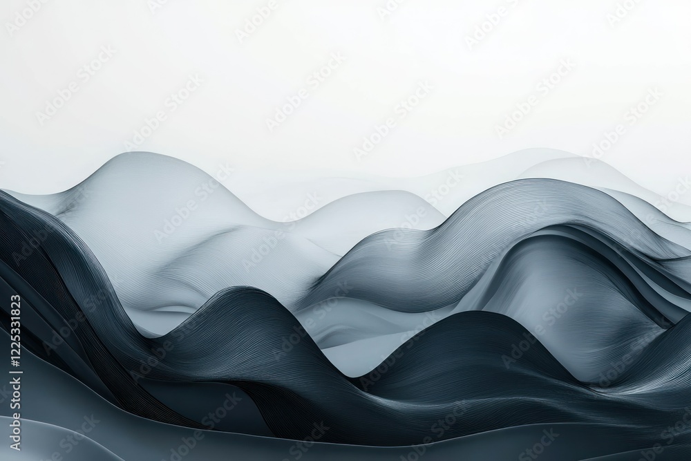 Poster grayscale abstract landscape with fluid forms