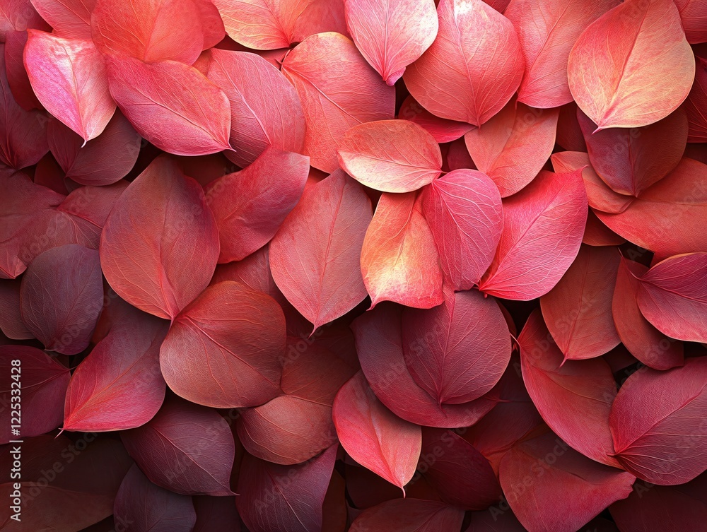 Poster deep red leaves arranged in a textured pattern creating a rich and organic abstract design