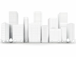 Cityscape Line Art Illustration