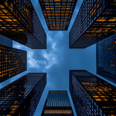 Night Cityscape Buildings Illustration