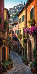 Fototapeta premium traditional italian small village, old town street