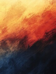 Abstract painted background with yellow orange red and dark blue brush strokes texture