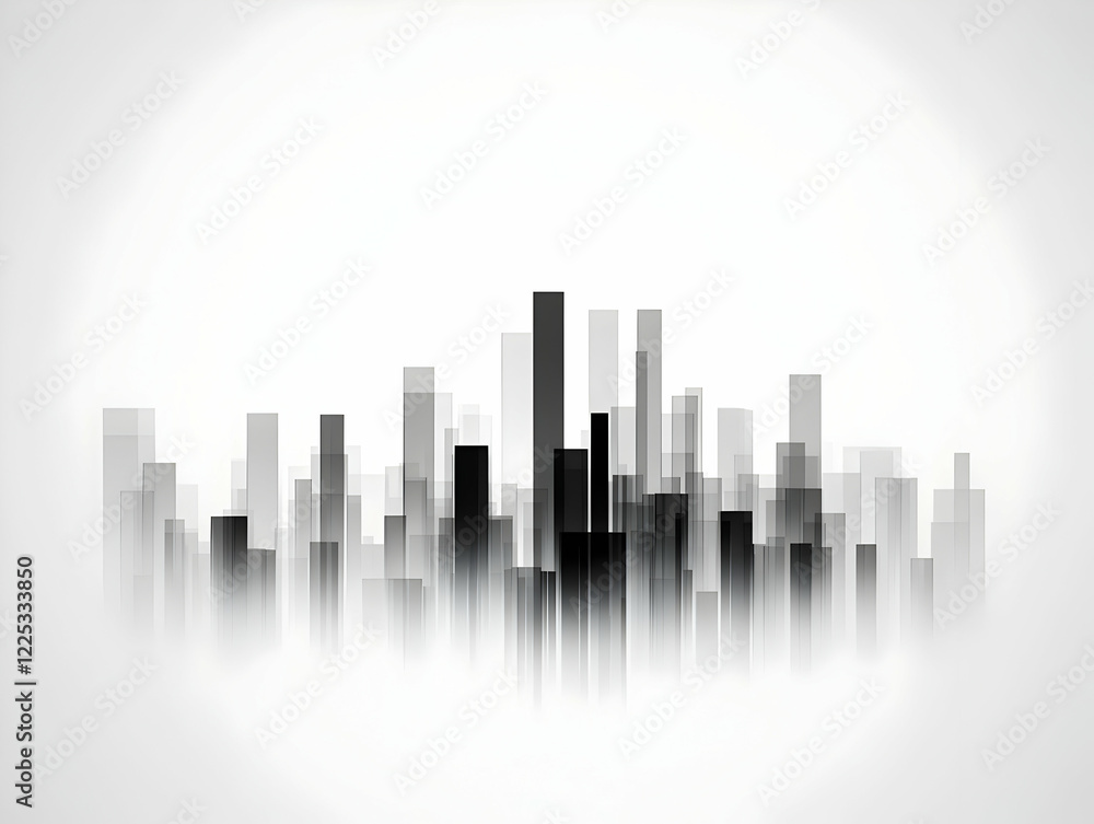 Sticker Abstract Cityscape Illustration