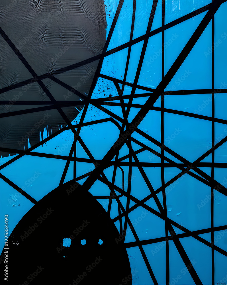 Poster abstract background of metal structure with holes in the shape of a circle