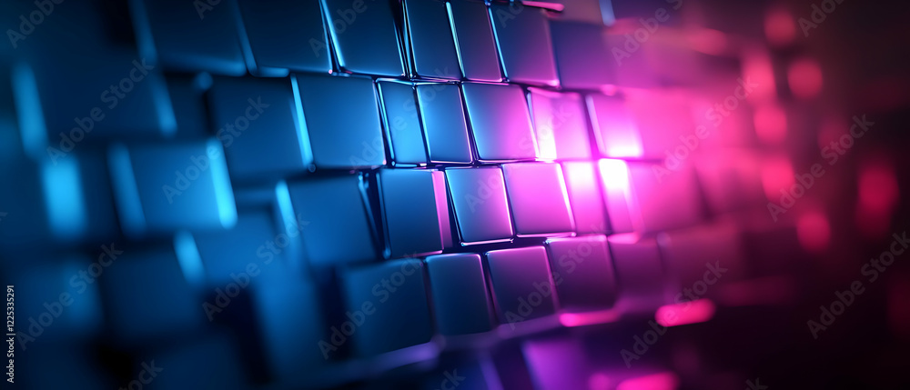 Poster a close-up of a digital background with vibrant blue and pink tones creating a futuristic pattern.