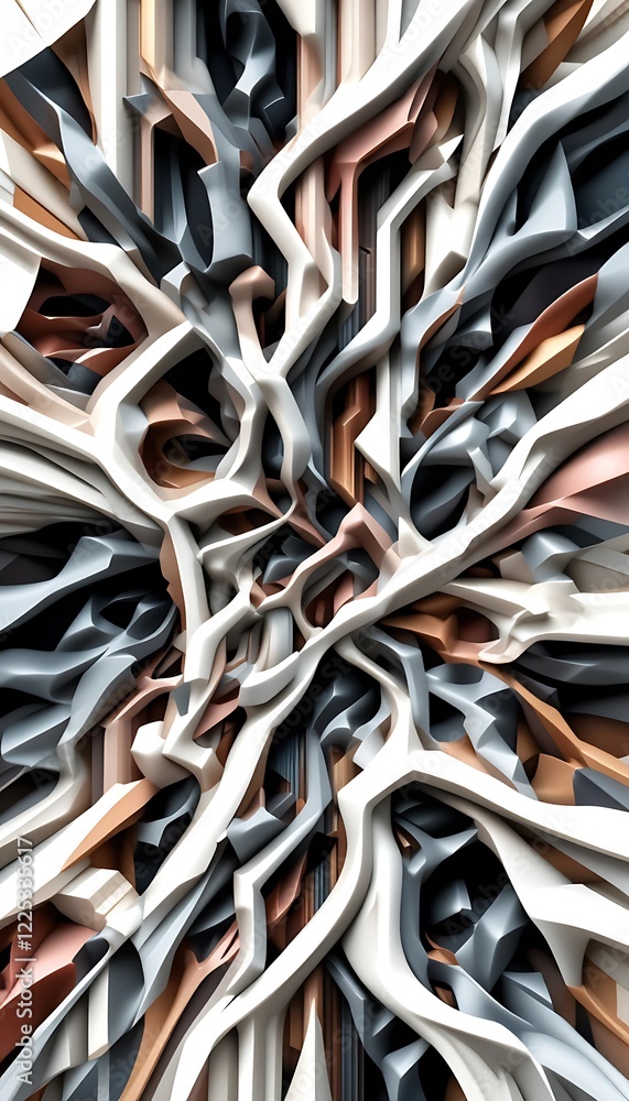 Poster abstract geometric forms intertwined in complex design