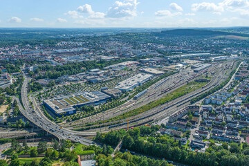 Ulm am Südrand der schwäbischen Alb in Baden-Württemberg im Luftbild, Blick vom Michelsberg nach...
