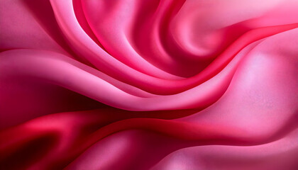 Fototapeta premium A close-up of smooth pink silk fabric gracefully flowing and folded, creating an elegant and luxurious texture.