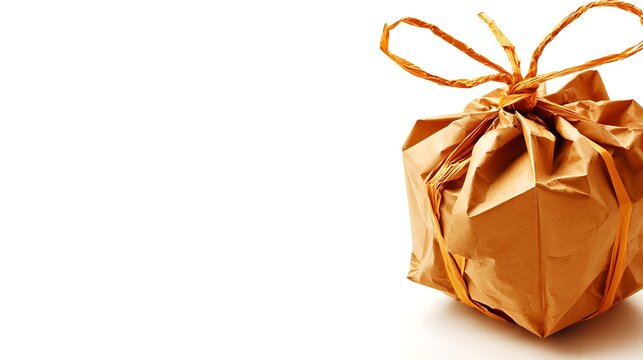 Brown Paper Package Tied with Raffia