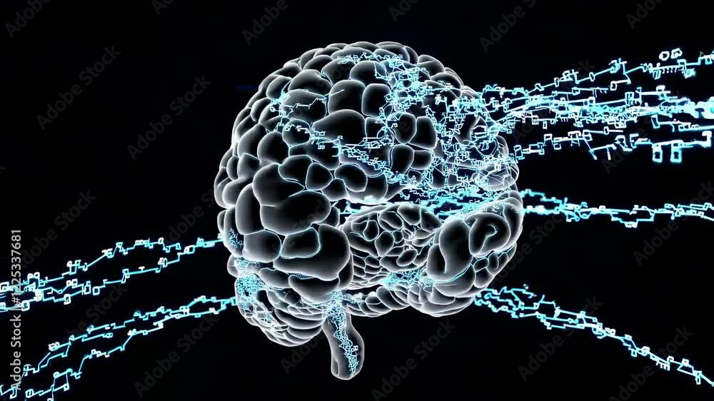 Poster exploring brainwaves and neural connections in a digital environment