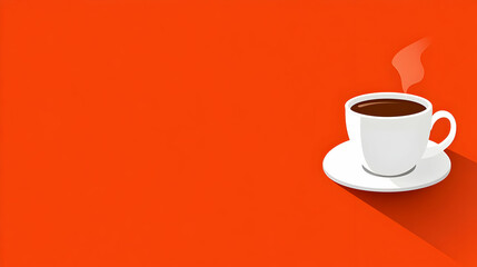 Obraz premium Orange Background Coffee Illustration